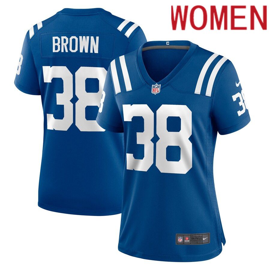 Women Indianapolis Colts #38 Tony Brown Nike Royal Player Game NFL Jersey->women nfl jersey->Women Jersey